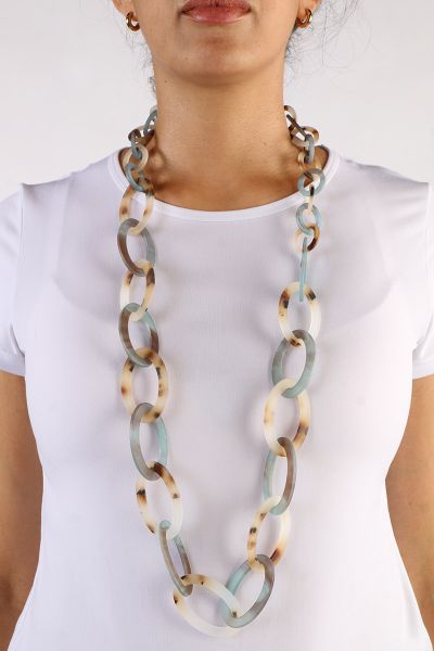 Acrylic chain links 100cm necklace in Matt Multi.
