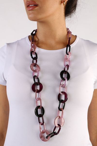 Jantan Resin Chain Link Necklace In Multi