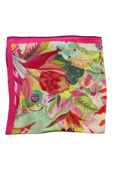 Square Pink Floral Silk Scarf By Namaskar