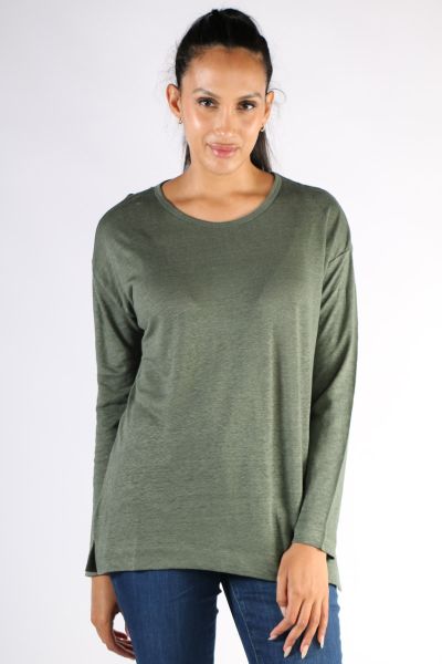 Split Hem Tee In Olive By Jump