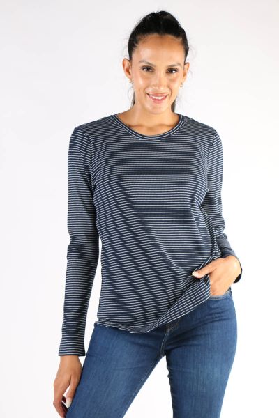 Stripe Waffle Tee In Navy By Jump
