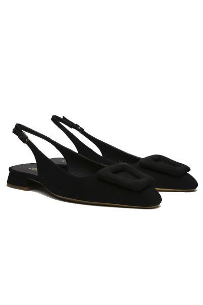 Lodi Love Low Heel Suede Slingback In Black