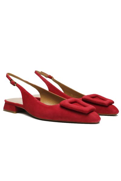 Lodi Love Low Heel Suede Slingback In Scarlet