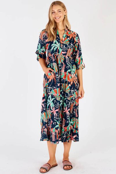 Lula Life Harlow Midi Dress In Navy