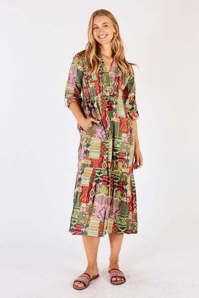 Lula Life Sylvie Midi Dress In Fern