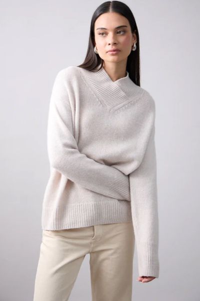 Mia Fratino Catherine Cross Front Jumper In Alabaster