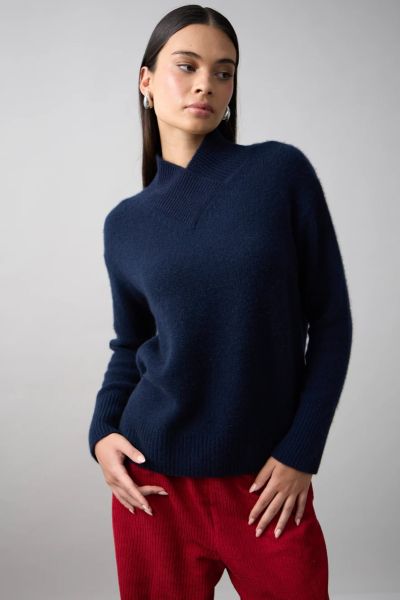 Mia Fratino Catherine Cross Front Jumper In Navy