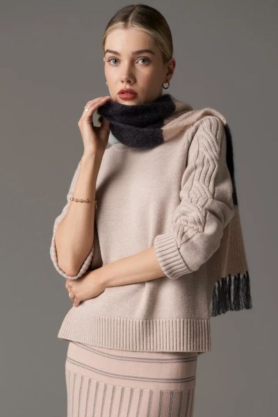Pol Bennet Lurex Polo Knit In Blush