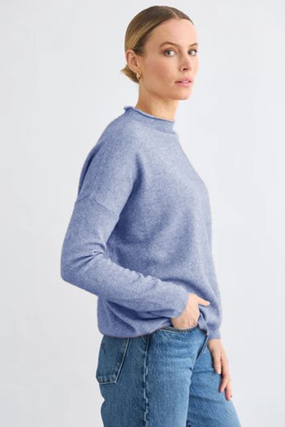 Mia Fratino Sloane Mock Neck Jumper In Cornflower