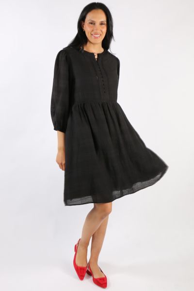 Two Ts Sheer Check Dress In Black