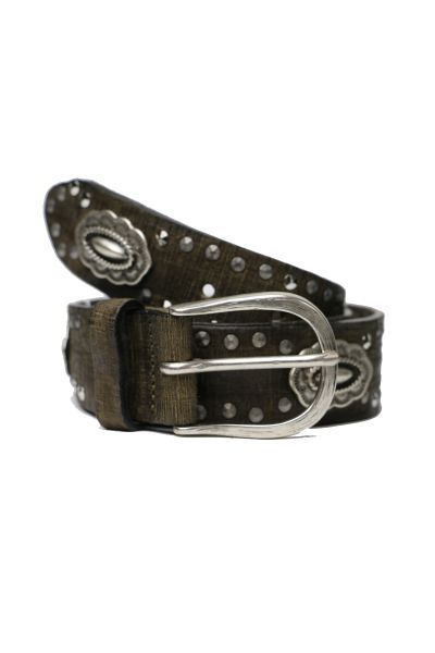 Vanzetti Textured Studded Belt In Olive