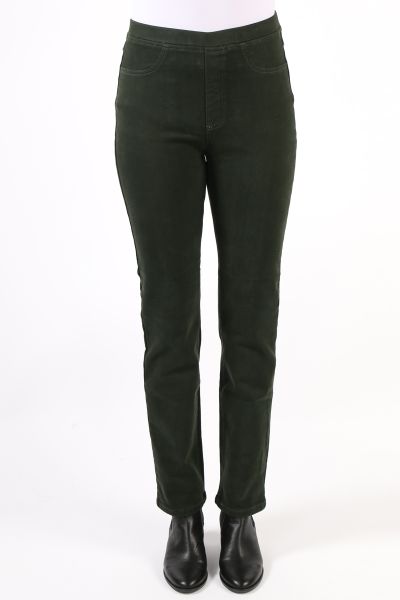 The Vassalli Slim Leg Full Length Knit Denim Pull On Pants in Navy are your go to for the season. Made from stretch fabric for the perfect fit with a soft brushed finish, it has an Elastic waistband with a Faux fly and Two faux front cutaway pockets. The 