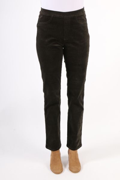 Vassalli Skinny Leg Widewale Cord Pull On Pant In Bottle