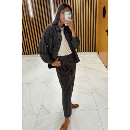 Indi and Cold Pleated Pinstripe Trouser, Indigo