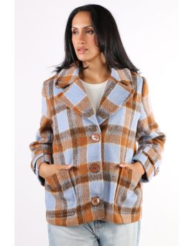 Alison Sheri Check Boxy Jacket In Tan