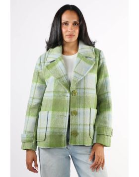 Alison Sheri Check Boxy Jacket In Green