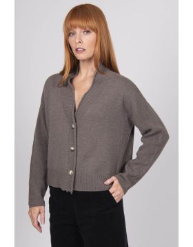 Bridge and Lord Shawl Collar Cardi In Mocha