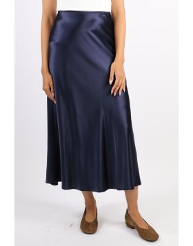 Blackstone Elianna Satin Bias Midi Skirt In Midnight