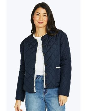 Blanket Stitch Puffer In Navy By Jump
