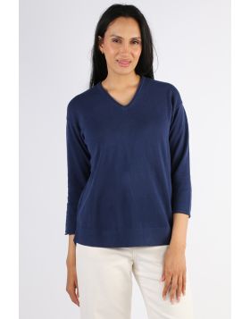 Bridge and Lord Roll Trim Jumper In Navy