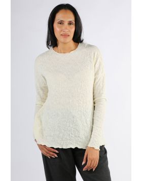 By Basics Merino Bubble Wool Knit Oversized Top In Cream