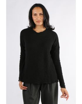 By Basics Merino Bubble Wool Knit Oversized Top In Black