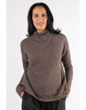 By Basics Bubble Wool Rollneck Top In Earth
