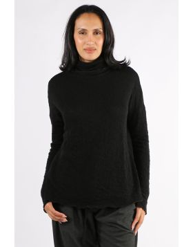 By Basics Bubble Wool Rollneck Top In Black