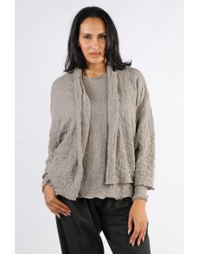 By Basics Merino Bubble Wool Knit Cardi In Grey