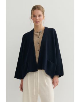 Cashmerism Crop Icon Coat In Navy