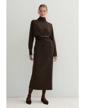 Cashmerism Luxe Pencil Skirt In Chocolate