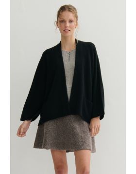 Cashmerism Crop Icon Coat In Black