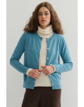 Cashmerism Crew Neck Cardi In Blue