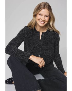 This plush chenille cardigan is the layer you will reach for on repeat. Cropped just right and spun from soft chenille yarn, its cozy without the bulk perfect for lounging or layering. Finished with a button front and two patch pockets complete with closu