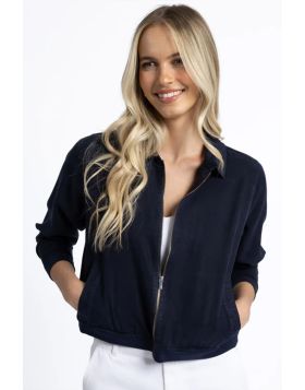 Fuss free and adaptable, the Cruise Jacket is a seamless addition to your wardrobe. In Lyocell, the cropped cruise jacket and naturally dyed with an easy fit and zip front. Style over easy tanks and tees. Style HS25400.
