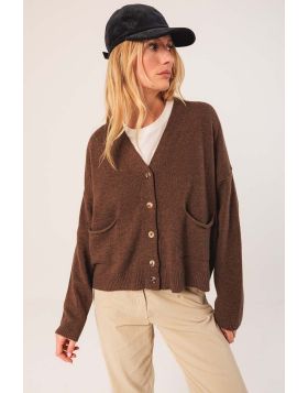 Indi and Cold Cashmere Blend Cardi In Taupe