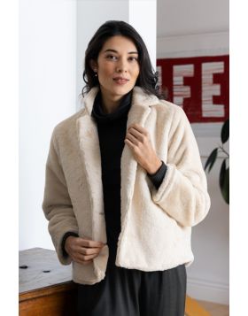 Foil Faux Fur Monte Jacket In Cream