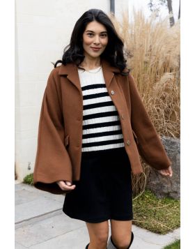 Foil Break Through Coat In Caramel