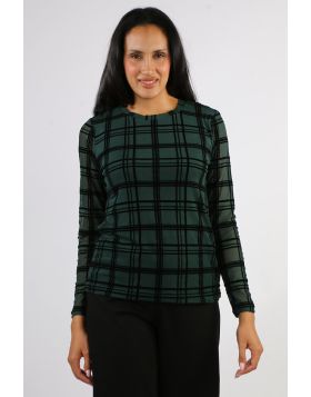 Foil Flock Yeah Crew Top In Green Check