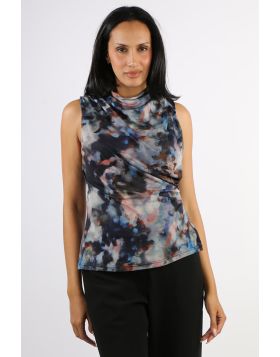 Foil Sheer Fun Shell Top In Black