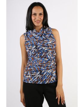 Foil Sheer Fun Shell Top In Blue