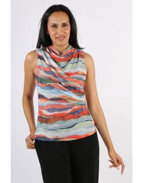 Foil Sheer Fun Shell Top In Stripe