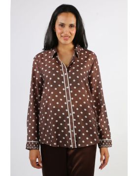 Classic pattern meets modern ease in the Spot Print Shirt, a lightweight, beautifully draped piece designed to elevate everyday dressing. Crafted from a soft, airy fabric, it offers effortless movement and a relaxed yet refined silhouette. Featuring a cla