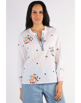 Gordon Smith Birdie Embroidered Blouse In White