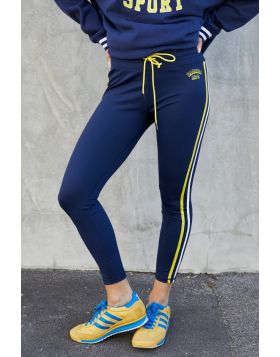 New delivery just arrived of our best selling 3/4 length legging in royal blue with white and red stripes down each leg, elastic waistband and draw cord. Red Hammill and Co print on the left hip. The same great fit! style H205.
