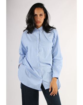 Indi and Cold Poplin Striped Shirt In Blue