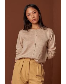 If you are looking for a quality basic sweater, you are in luck you have found it! This one is made of 100% merino wool. It has a round neck and features a half placket button closure. Its square cut makes it loose and comfortable. Style AX481.