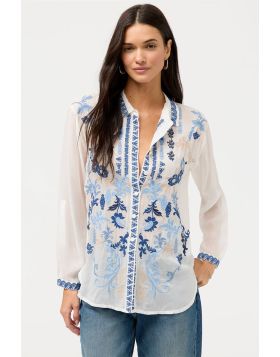 Johnny Was Luisa Embroidered Shirt In White