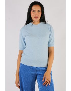 A stylish jumper is your perfect go to for the season and this one by Jump fits the bill perfectly. In a Cotton wool blend, the round mock neck jumper has short sleeves for a sleek look. Pair it with easy blazer. Style 58611010A.
