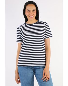 Stripe Short Sleeve Top By Jump In Navy